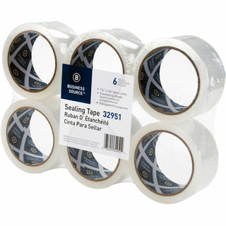 Business Source 3" Core Sealing Tape - 55 yd Length x 1.88" Width - 3" Core - Pressure-sensitive Poly - 2 mil - Adhesive Backing - Abrasion Resistant, Moisture Resistant, Split Resistant - For Packing, Sealing - 6 / Pack - Clear