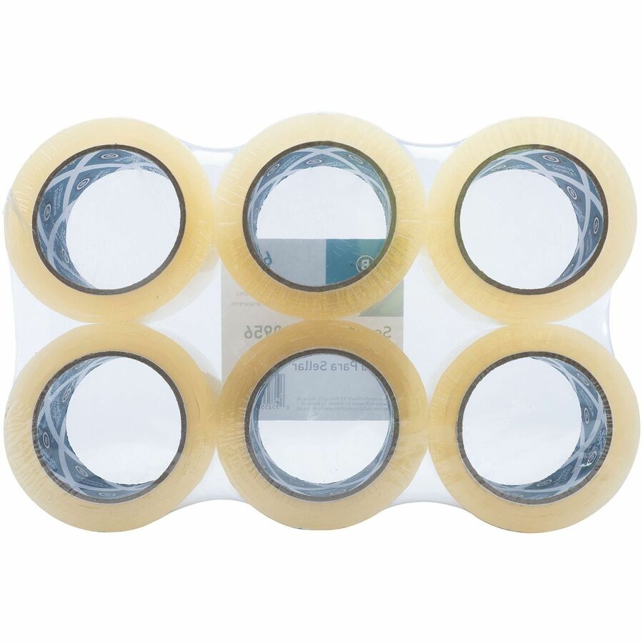 Business Source Heavy-duty Packaging Tape - 54.67 yd Length x 1.88" Width - 3" Core - Pressure-sensitive Poly - 3.54 mil - Rubber Backing - Tear Resistant, Split Resistant, Breakage Resistance - For Packing, Sealing - 6 / Pack - Clear