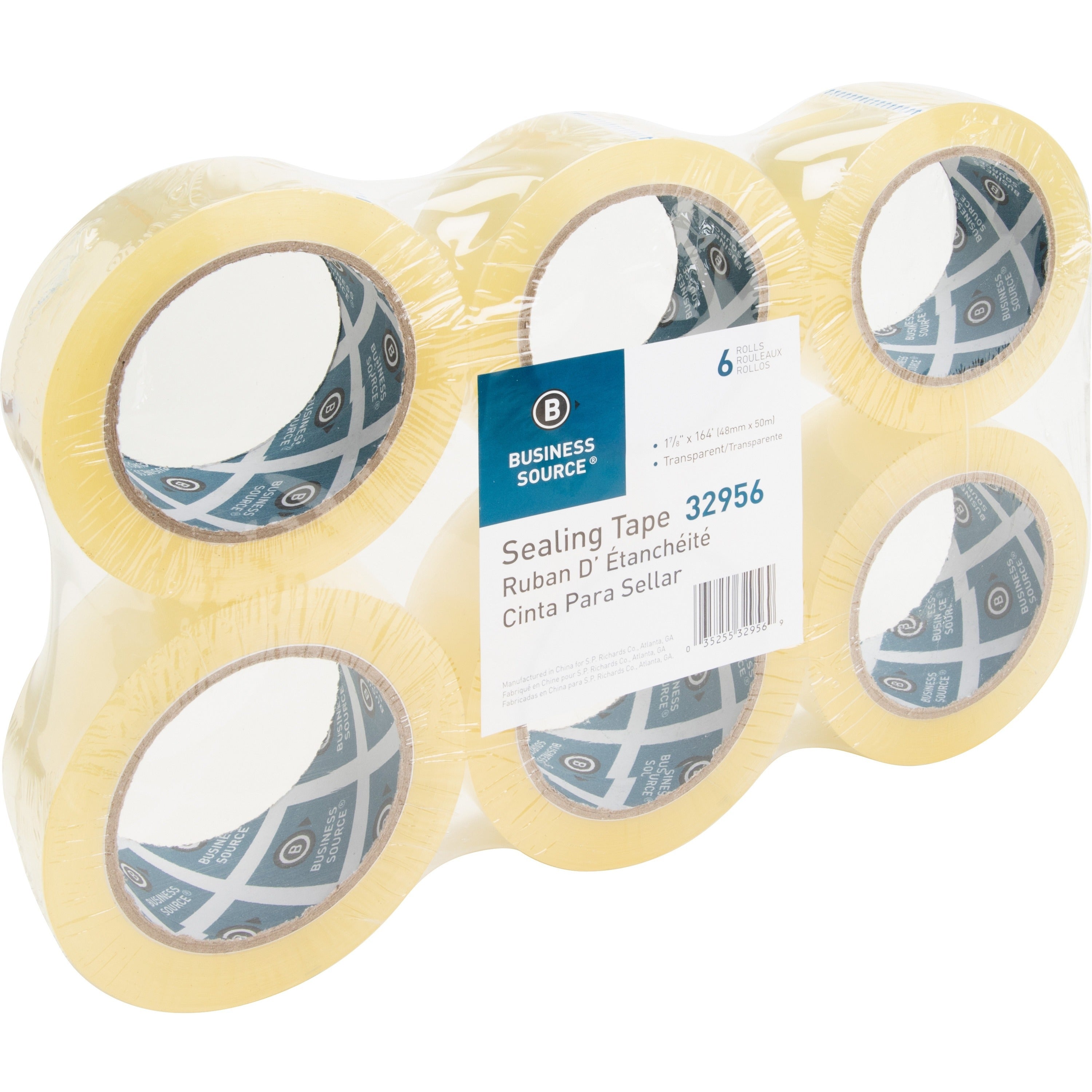 Business Source Heavy-duty Packaging Tape - 54.67 yd Length x 1.88" Width - 3" Core - Pressure-sensitive Poly - 3.54 mil - Rubber Backing - Tear Resistant, Split Resistant, Breakage Resistance - For Packing, Sealing - 6 / Pack - Clear - 