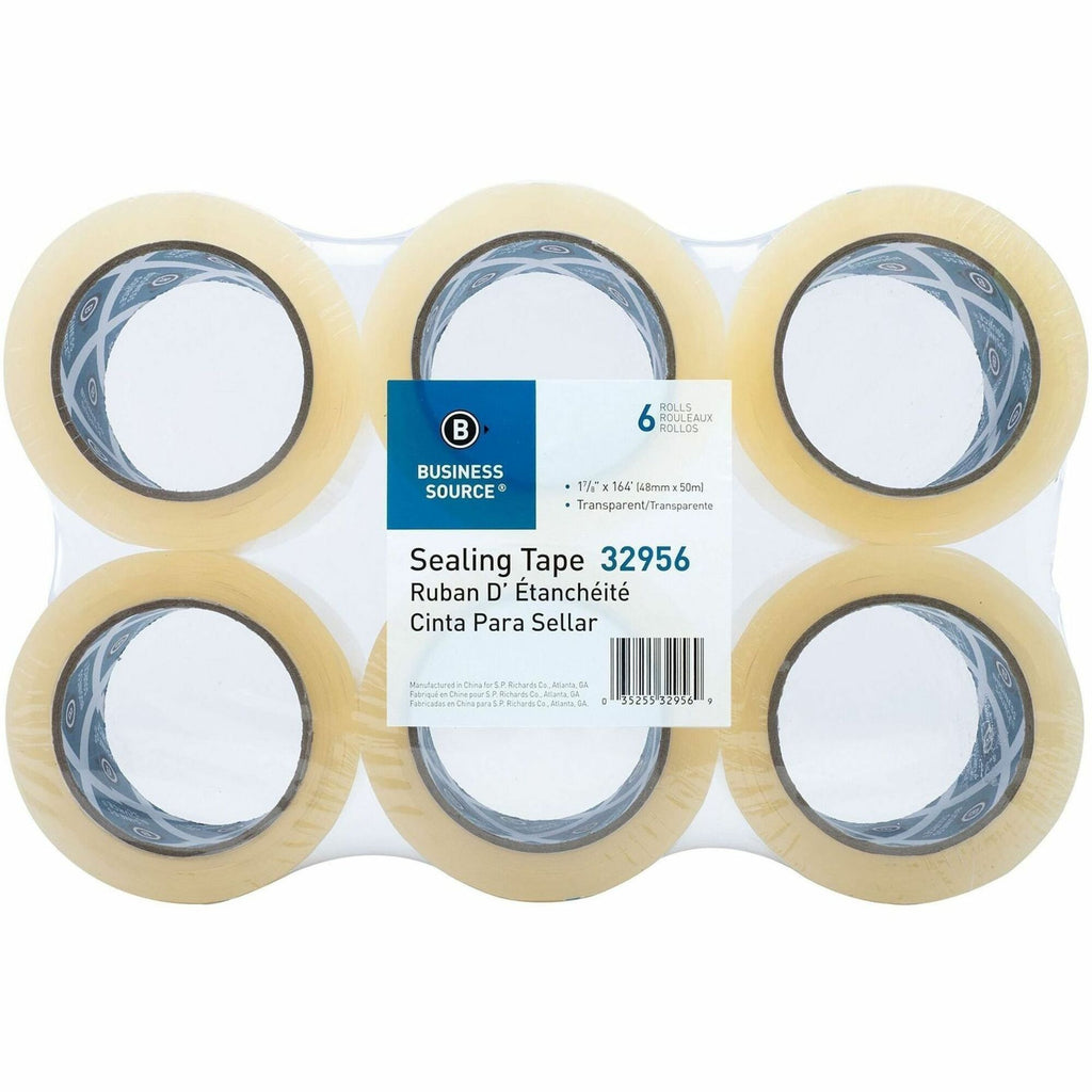 Business Source Heavy-duty Packaging Tape - 54.67 yd Length x 1.88" Width - 3" Core - Pressure-sensitive Poly - 3.54 mil - Rubber Backing - Tear Resistant, Split Resistant, Breakage Resistance - For Packing, Sealing - 6 / Pack - Clear