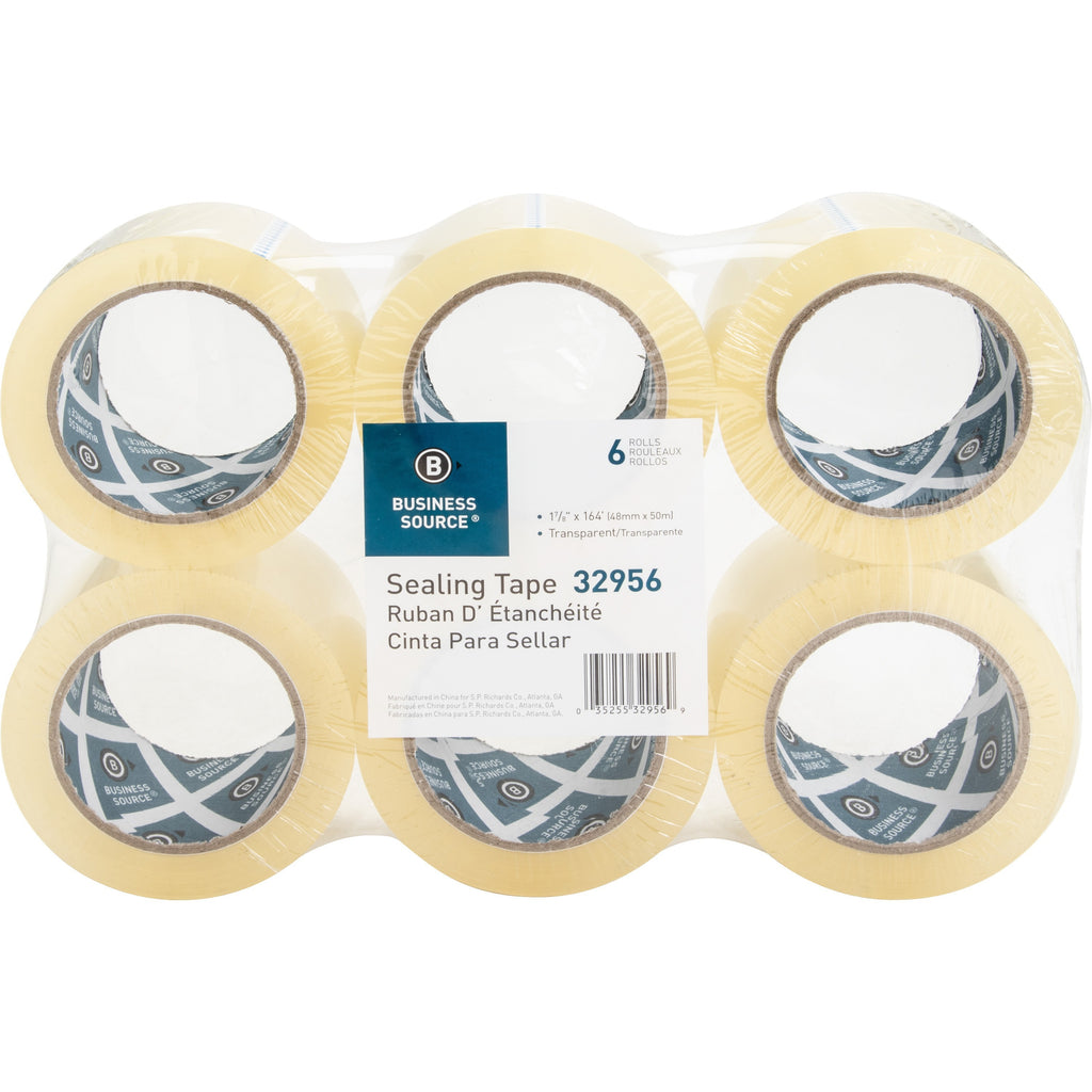 Business Source Heavy-duty Packaging Tape - 54.67 yd Length x 1.88" Width - 3" Core - Pressure-sensitive Poly - 3.54 mil - Rubber Backing - Tear Resistant, Split Resistant, Breakage Resistance - For Packing, Sealing - 6 / Pack - Clear - 