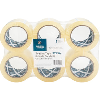 Business Source Heavy-duty Packaging Tape - 54.67 yd Length x 1.88" Width - 3" Core - Pressure-sensitive Poly - 3.54 mil - Rubber Backing - Tear Resistant, Split Resistant, Breakage Resistance - For Packing, Sealing - 6 / Pack - Clear - 