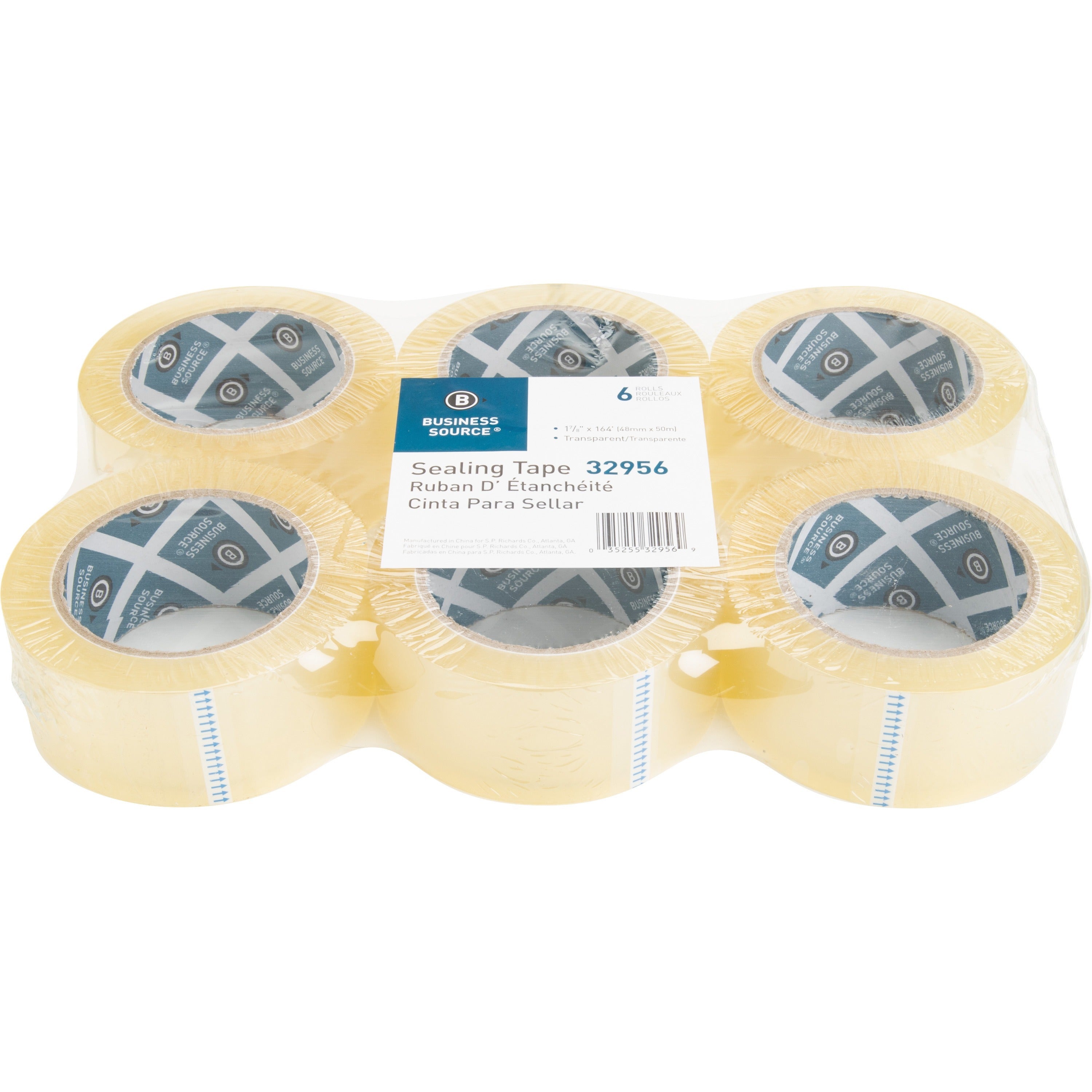 Business Source Heavy-duty Packaging Tape - 54.67 yd Length x 1.88" Width - 3" Core - Pressure-sensitive Poly - 3.54 mil - Rubber Backing - Tear Resistant, Split Resistant, Breakage Resistance - For Packing, Sealing - 6 / Pack - Clear - 