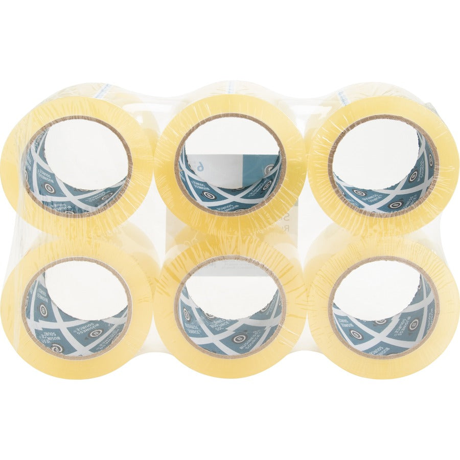Business Source Heavy-duty Packaging Tape - 54.67 yd Length x 1.88" Width - 3" Core - Pressure-sensitive Poly - 3.54 mil - Rubber Backing - Tear Resistant, Split Resistant, Breakage Resistance - For Packing, Sealing - 6 / Pack - Clear