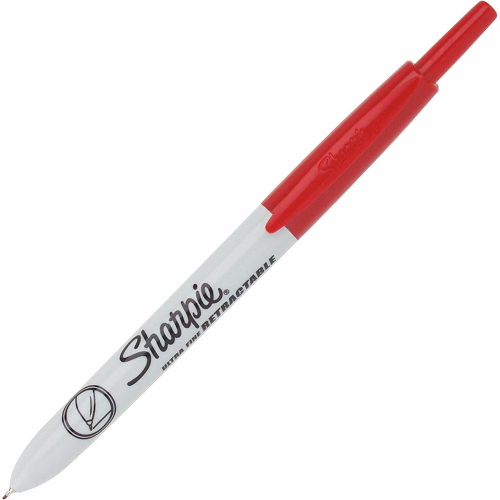 Retractable Permanent Marker, Extra-Fine Needle Tip, Red