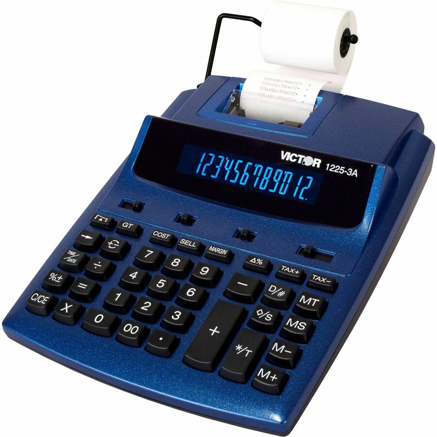 1225-3A Antimicrobial Two-Color Printing Calculator, Blue/Red Print, 3 Lines/Sec