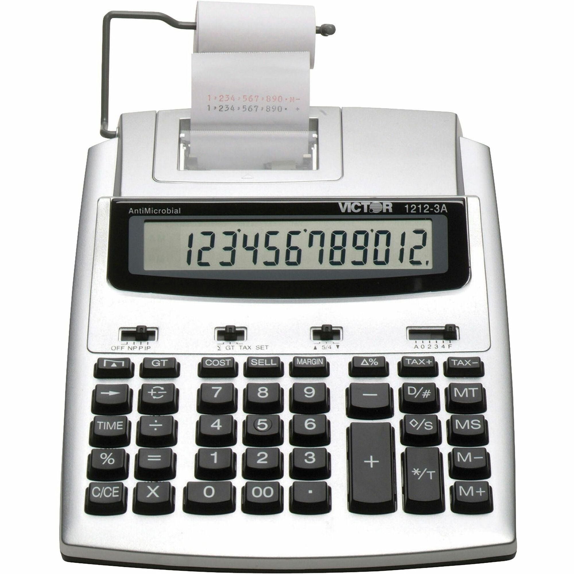 1212-3A Antimicrobial Printing Calculator, Black/Red Print, 2.7 Lines/Sec