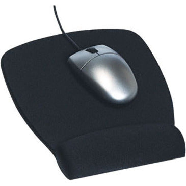Antimicrobial Foam Mouse Pad with Wrist Rest, 8.62 x 6.75, Black