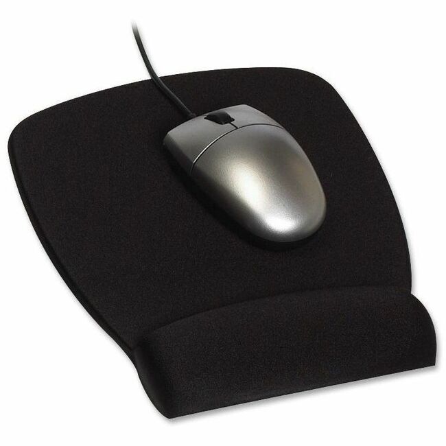 Antimicrobial Foam Mouse Pad with Wrist Rest, 8.62 x 6.75, Black