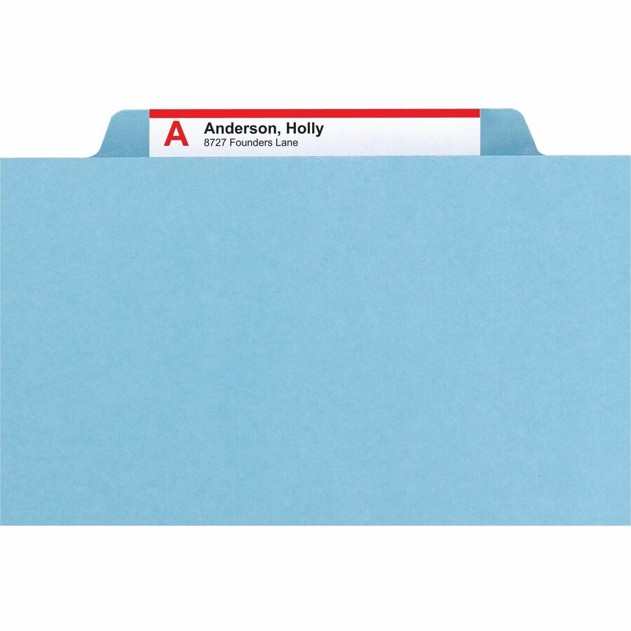 Six-Section Pressboard Top Tab Classification Folders, Six SafeSHIELD Fasteners, 2 Dividers, Letter Size, Assorted, 10/Box