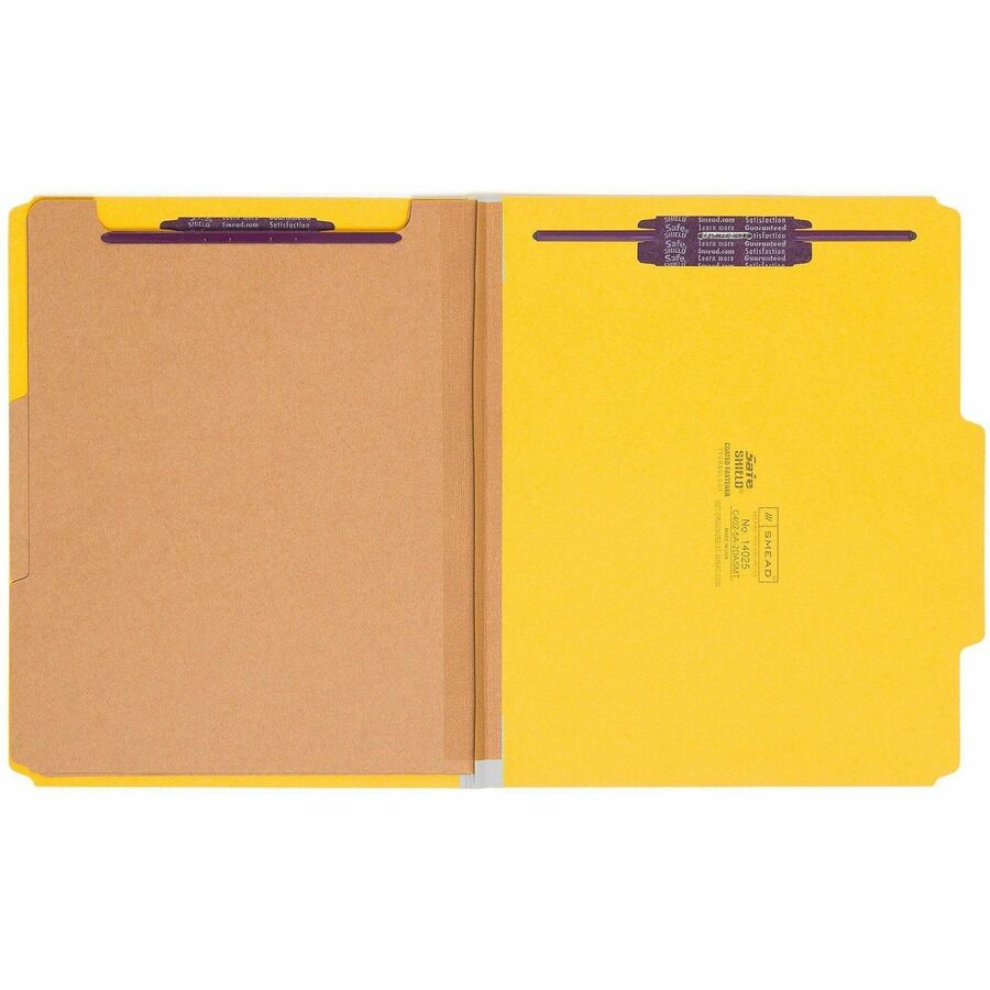 Six-Section Pressboard Top Tab Classification Folders, Six SafeSHIELD Fasteners, 2 Dividers, Letter Size, Assorted, 10/Box