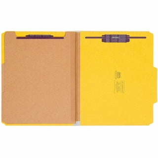 Six-Section Pressboard Top Tab Classification Folders, Six SafeSHIELD Fasteners, 2 Dividers, Letter Size, Assorted, 10/Box