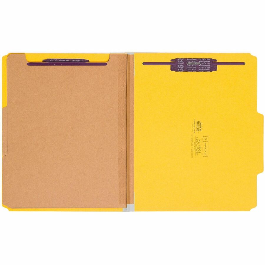 Six-Section Pressboard Top Tab Classification Folders, Six SafeSHIELD Fasteners, 2 Dividers, Letter Size, Assorted, 10/Box