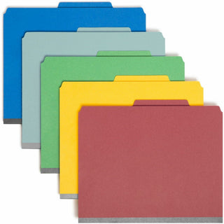 Six-Section Pressboard Top Tab Classification Folders, Six SafeSHIELD Fasteners, 2 Dividers, Letter Size, Assorted, 10/Box