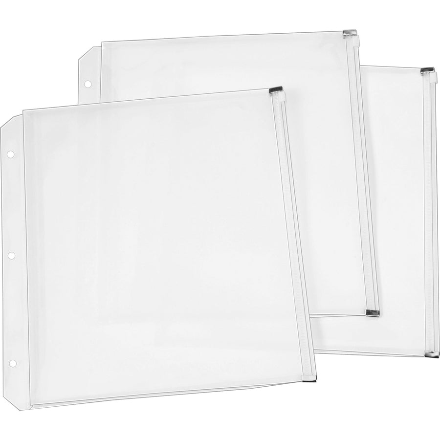 Expanding Zipper Binder Pockets, 8.5 x 11, Clear, 3/Pack