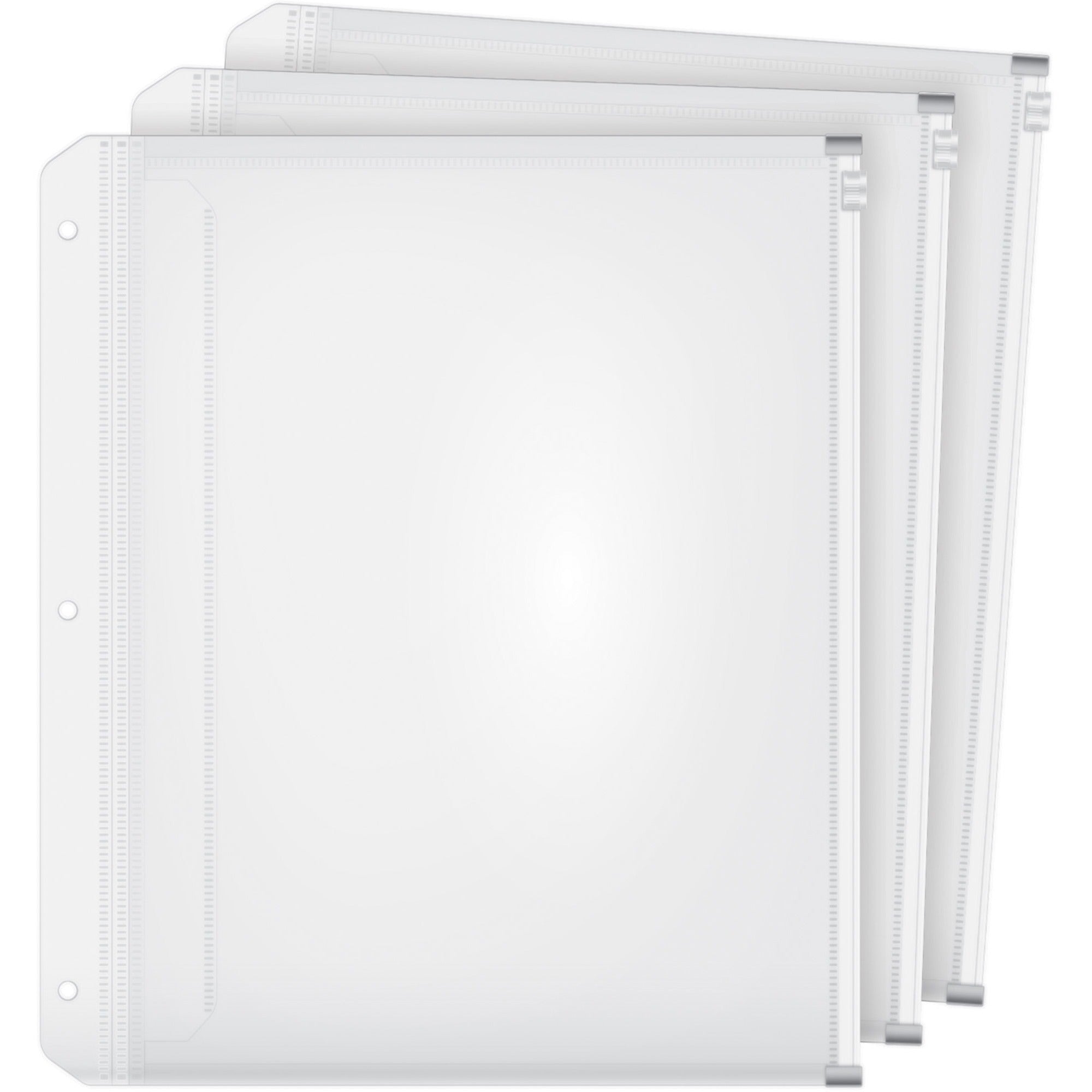 Expanding Zipper Binder Pockets, 8.5 x 11, Clear, 3/Pack