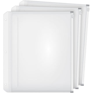 Expanding Zipper Binder Pockets, 8.5 x 11, Clear, 3/Pack