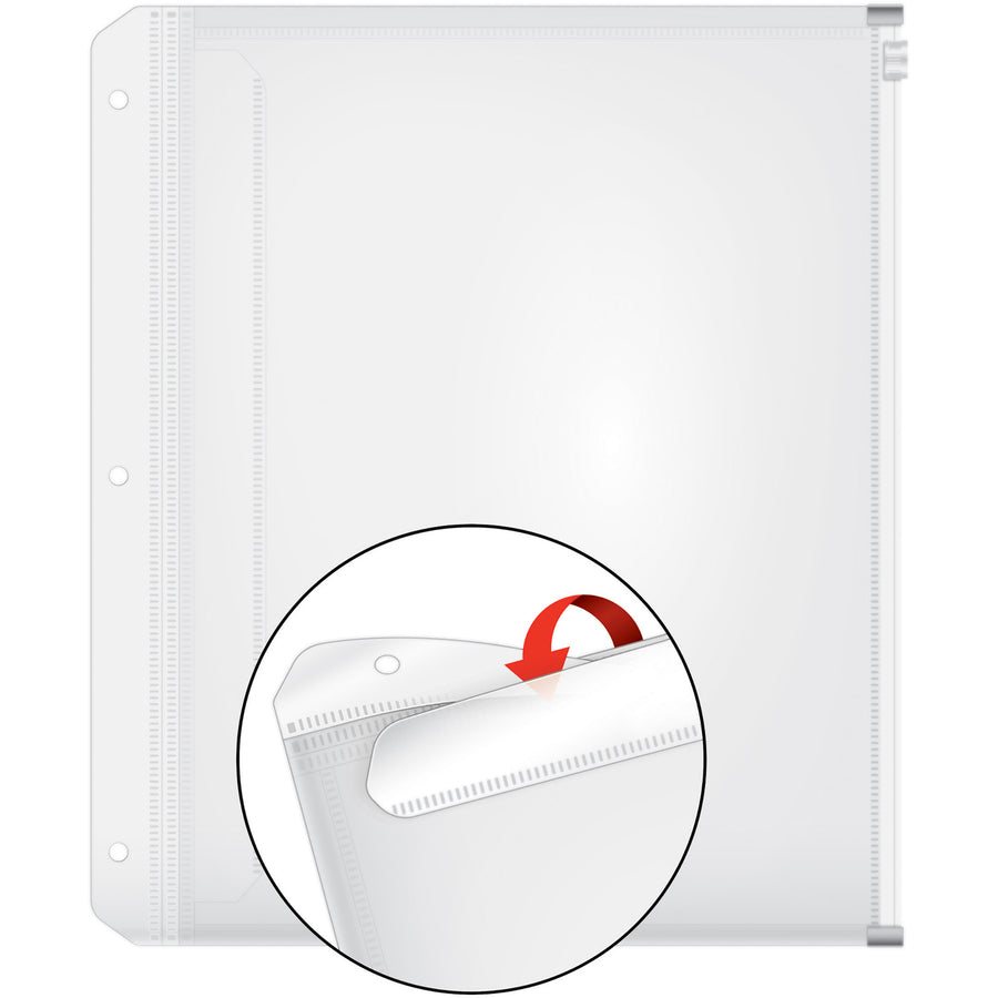 Expanding Zipper Binder Pockets, 8.5 x 11, Clear, 3/Pack