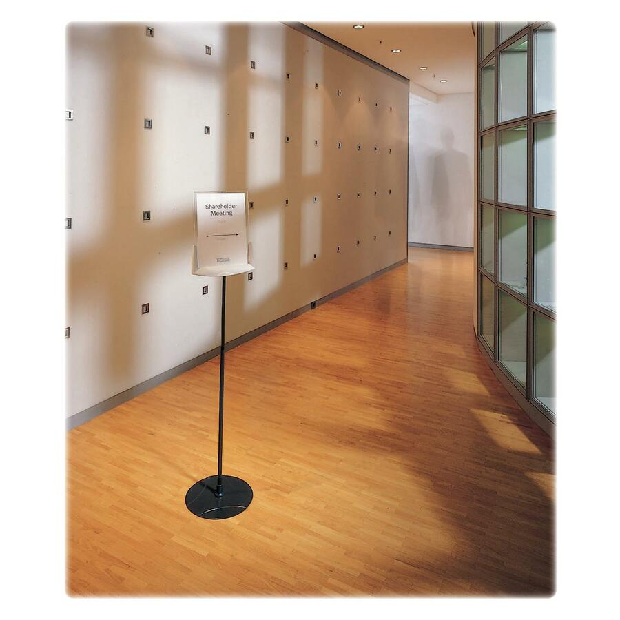 Sherpa Infobase Sign Stand, Acrylic/Metal, 40" to 60" High, Gray