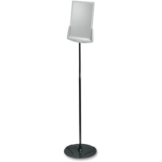 Sherpa Infobase Sign Stand, Acrylic/Metal, 40" to 60" High, Gray