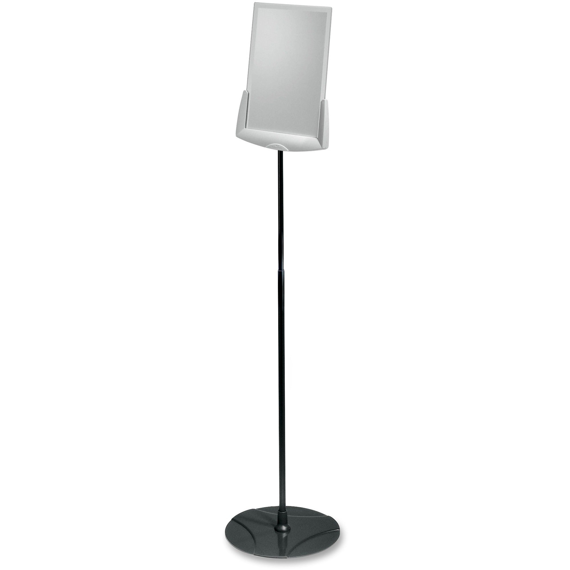 Sherpa Infobase Sign Stand, Acrylic/Metal, 40" to 60" High, Gray