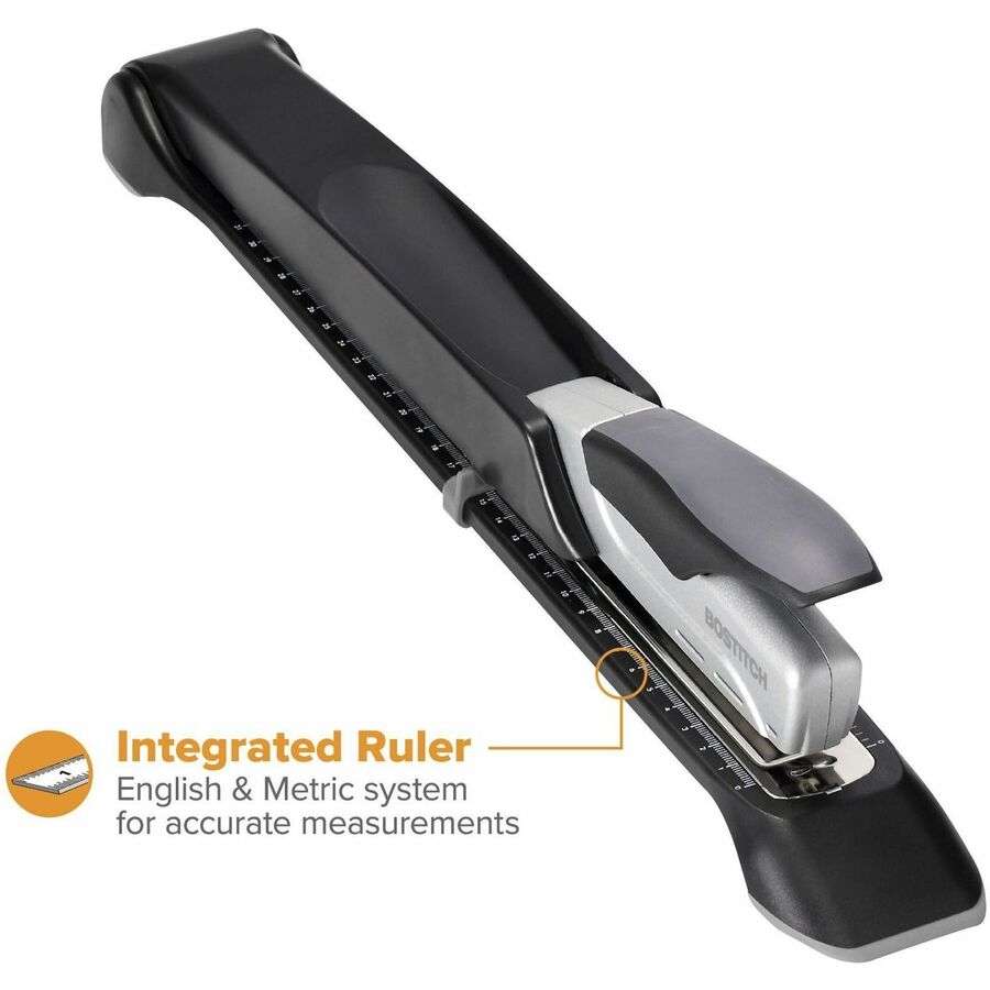 Long Reach Stapler, 25-Sheet Capacity, 12" Throat, Black/Silver