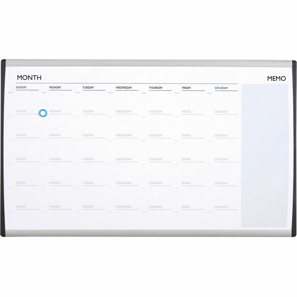 ARC Frame Cubicle Magnetic Dry Erase Calendar, One Month Format, 30 x 18, White Surface, Silver Aluminum Frame