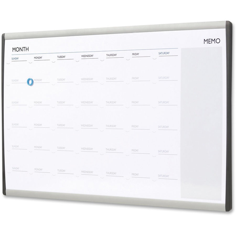 ARC Frame Cubicle Magnetic Dry Erase Calendar, One Month Format, 30 x 18, White Surface, Silver Aluminum Frame