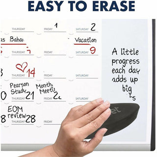 ARC Frame Cubicle Magnetic Dry Erase Calendar, One Month Format, 30 x 18, White Surface, Silver Aluminum Frame