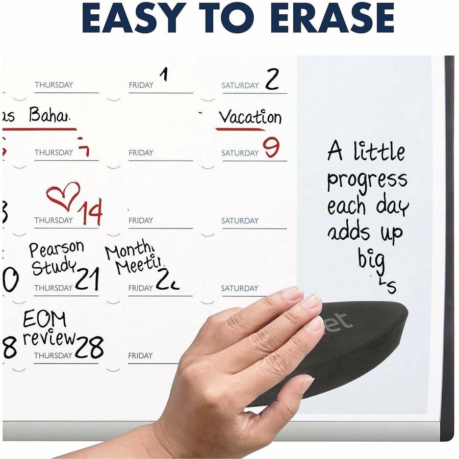 ARC Frame Cubicle Magnetic Dry Erase Calendar, One Month Format, 30 x 18, White Surface, Silver Aluminum Frame