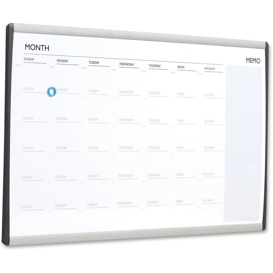 ARC Frame Cubicle Magnetic Dry Erase Calendar, One Month Format, 30 x 18, White Surface, Silver Aluminum Frame