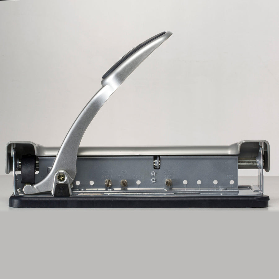 Officemate EZ Lever Adjustable Hole Punch - 3 Punch Head(s) - 15 Sheet of 20lb Paper - 9/32" Punch Size - Silver