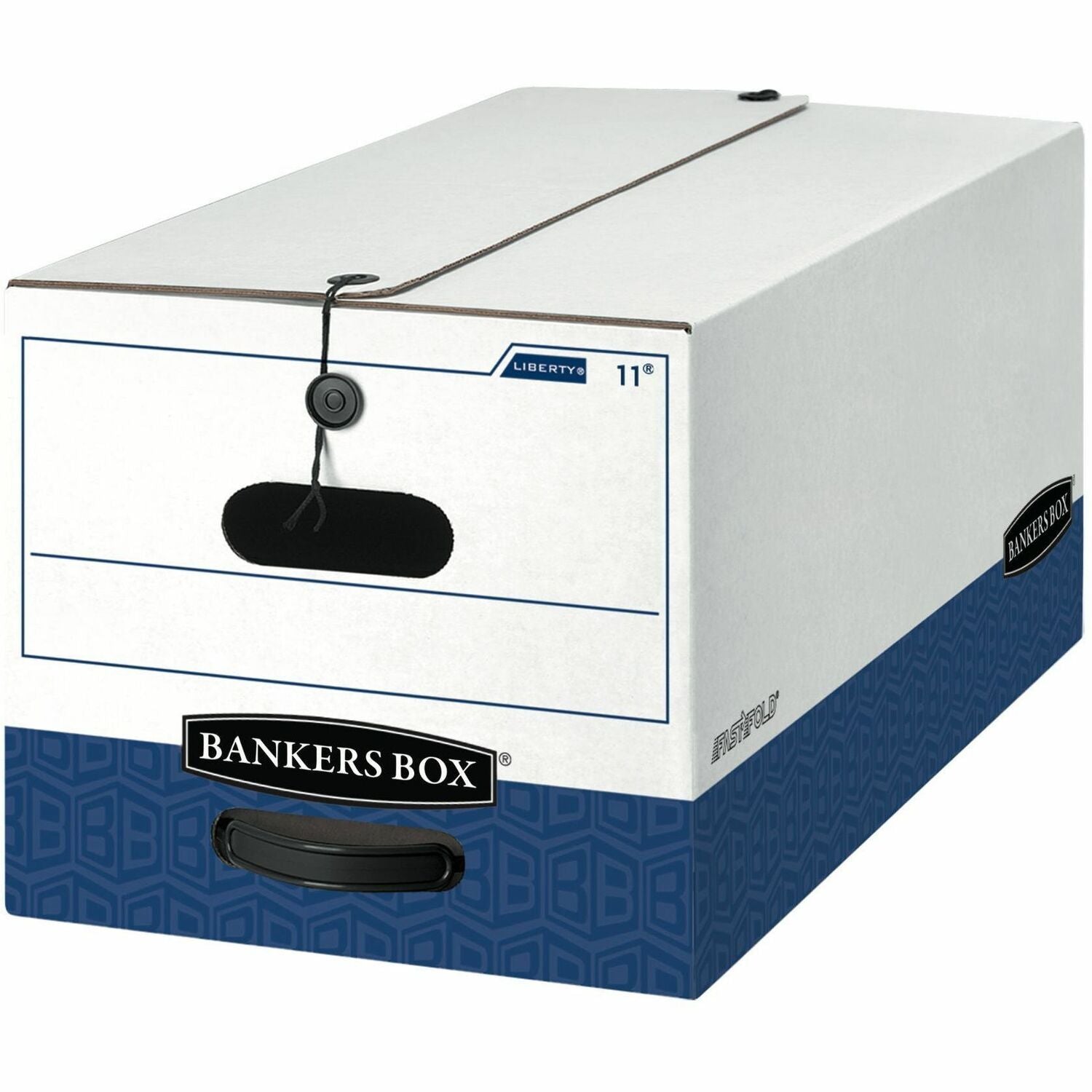 LIBERTY Heavy-Duty Strength Storage Boxes, Letter Files, 12.25" x 24.13" x 10.75", White/Blue, 4/Carton