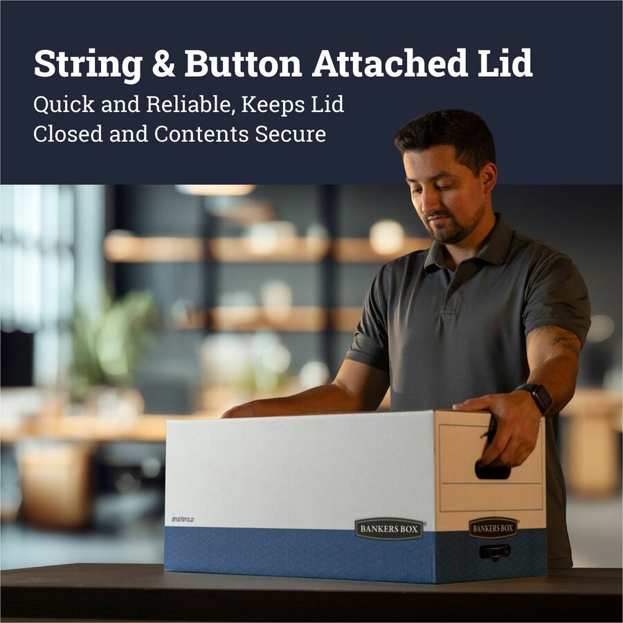 LIBERTY Heavy-Duty Strength Storage Boxes, Legal Files, 15.25" x 24.13" x 10.75", White/Blue, 4/Carton