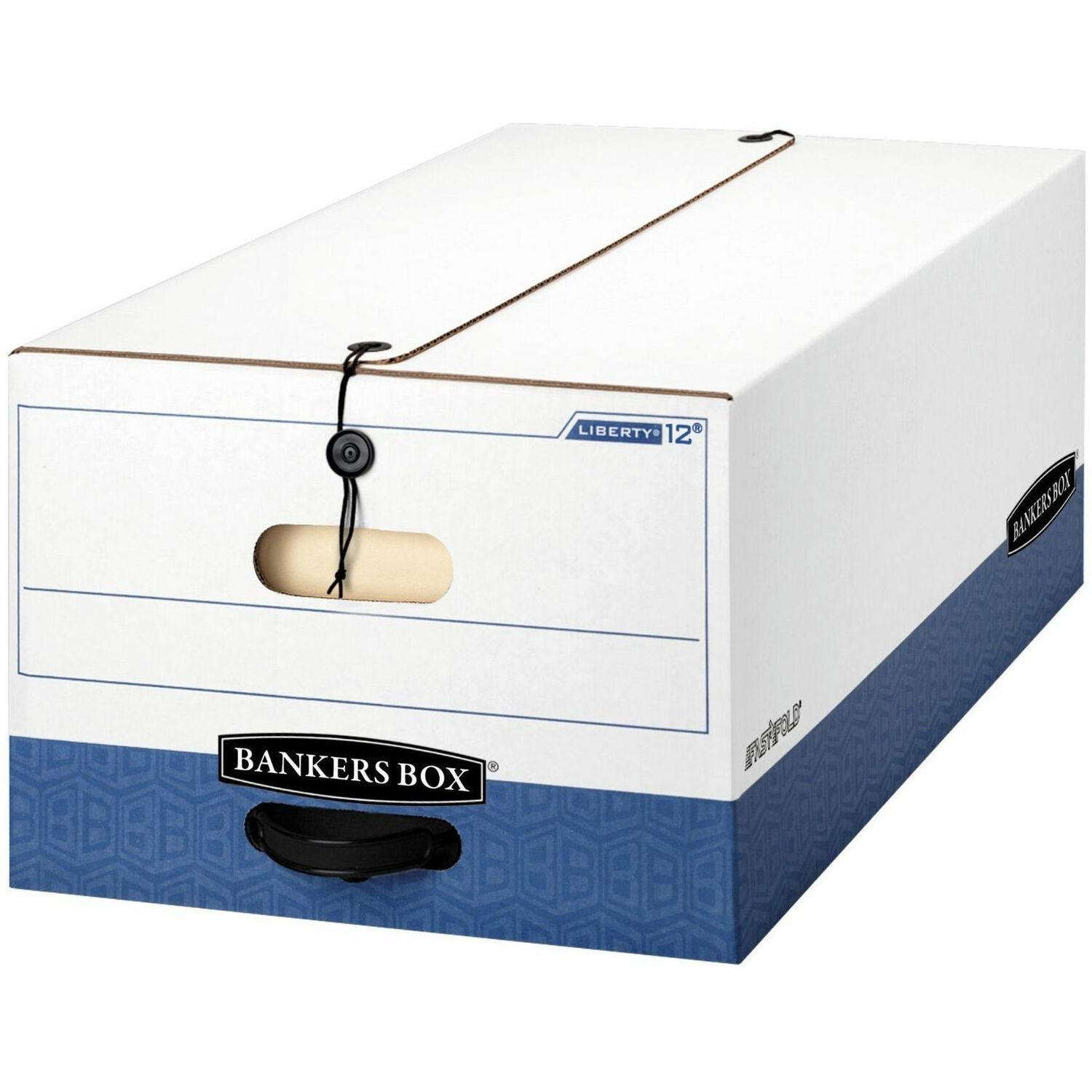 LIBERTY Heavy-Duty Strength Storage Boxes, Legal Files, 15.25" x 24.13" x 10.75", White/Blue, 4/Carton
