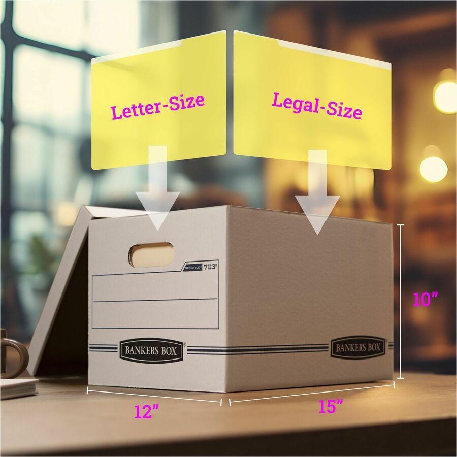 STOR/FILE Basic-Duty Storage Boxes, Letter/Legal Files, 12.5" x 16.25" x 10.5", White/Blue, 4/Carton