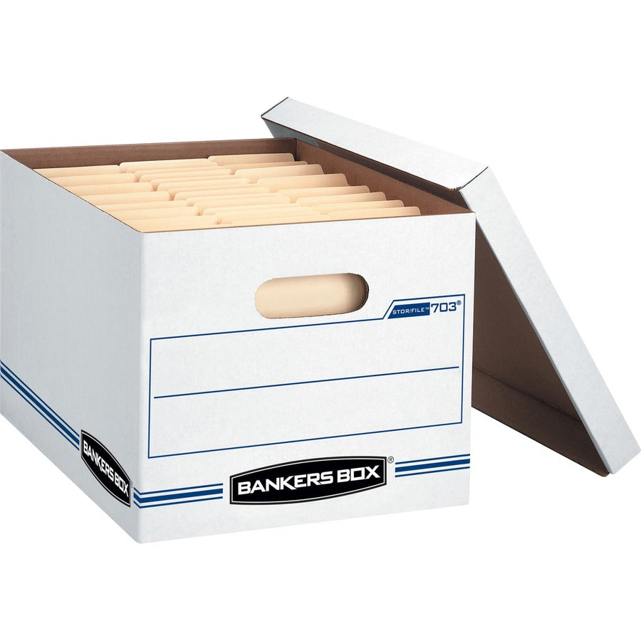 STOR/FILE Basic-Duty Storage Boxes, Letter/Legal Files, 12.5" x 16.25" x 10.5", White/Blue, 4/Carton