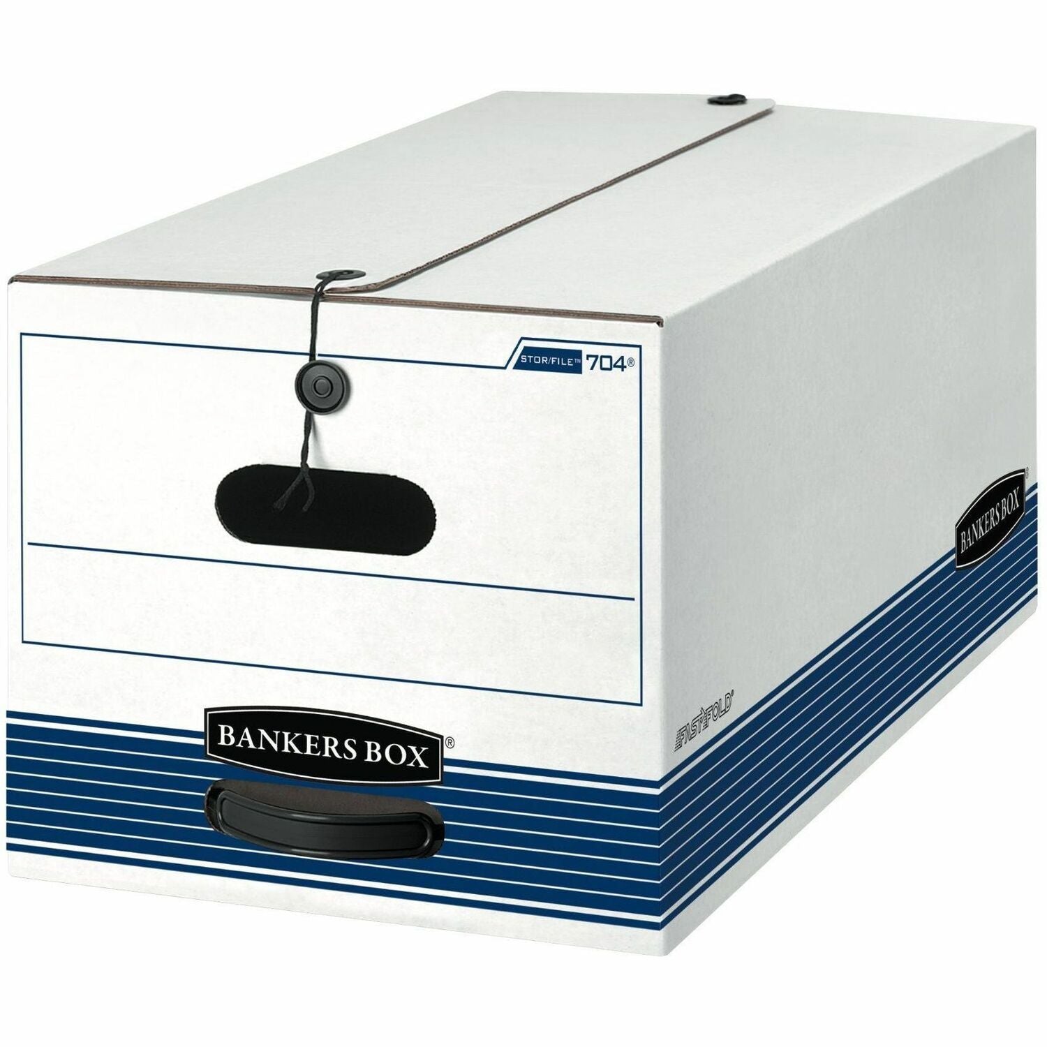 STOR/FILE Medium-Duty Strength Storage Boxes, Letter Files, 12.25" x 24.13" x 10.75", White/Blue, 4/Carton