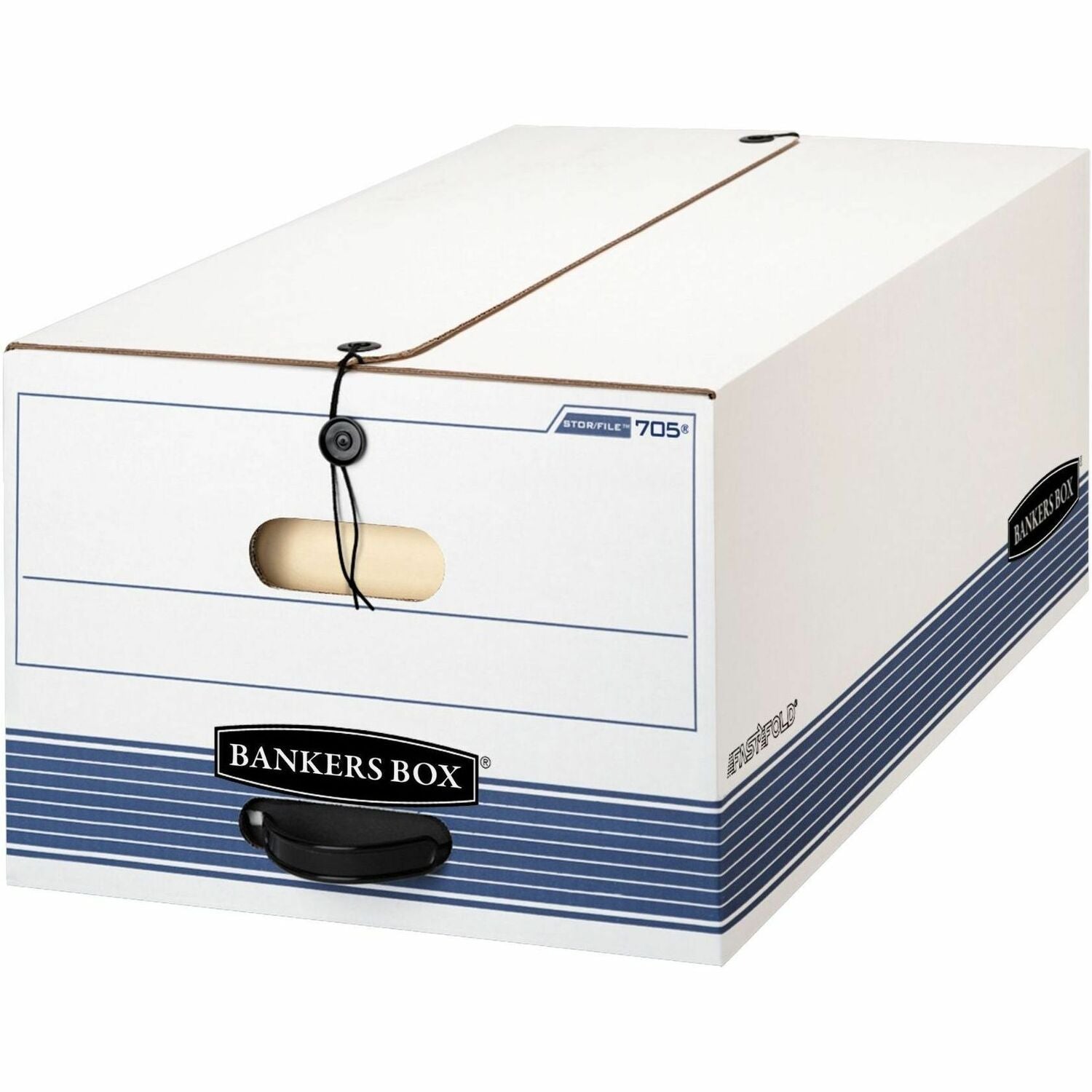 STOR/FILE Medium-Duty Strength Storage Boxes, Legal Files, 15.25" x 19.75" x 10.75", White/Blue, 4/Carton