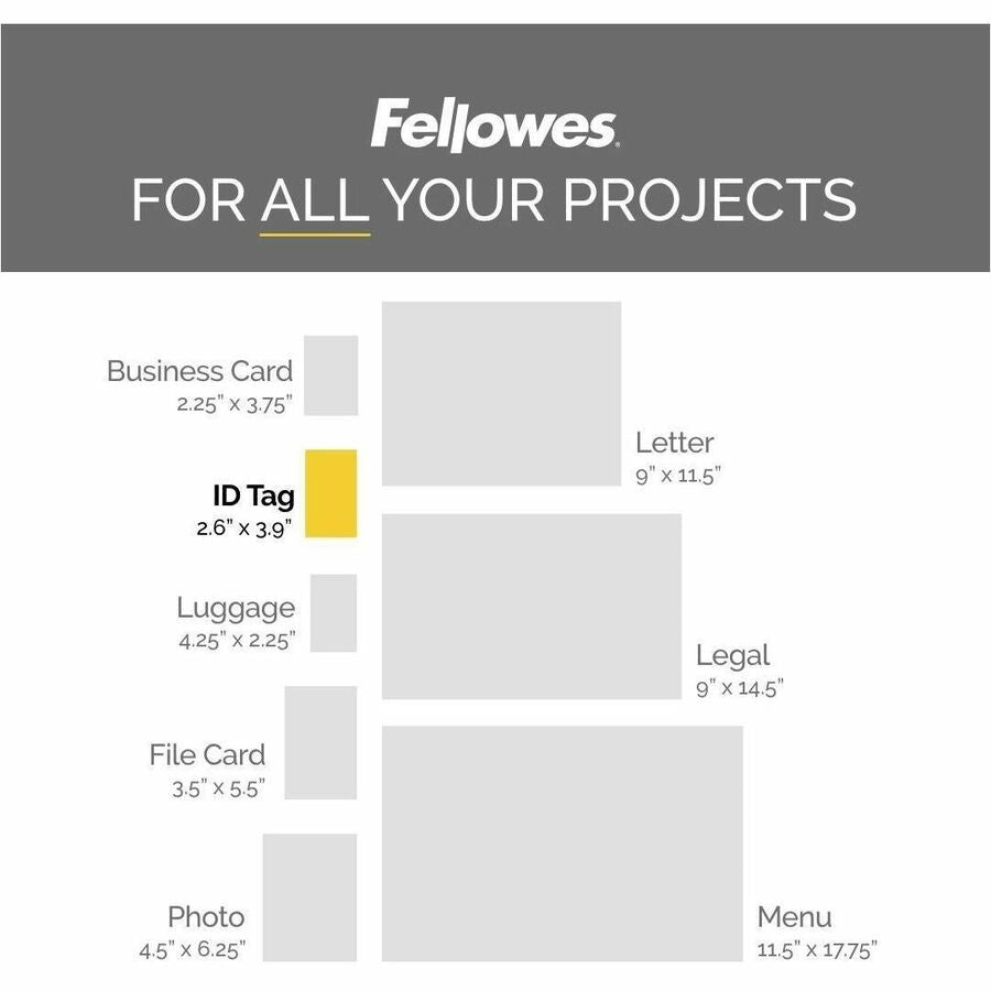 Fellowes Punched ID Card Glossy Thermal Laminating Pouches - Laminating Pouch/Sheet Size: 3.88" Width x 5 mil Thickness - Glossy - for Document, ID Badge, ID Card - Durable, Pre-punched - Clear - 100 / Pack