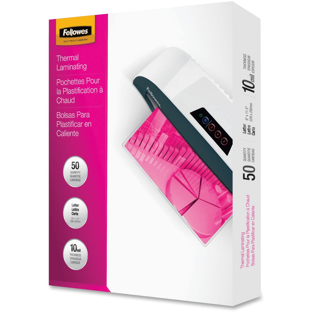Laminating Pouches, 10 mil, 9" x 11.5", Gloss Clear, 50/Pack