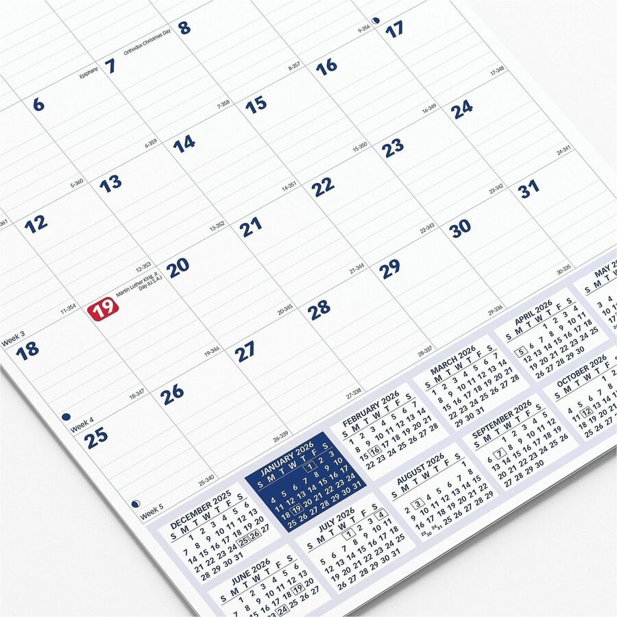Twin-Wirebound Wall Calendar, One Month per Page, 8 x 11, White Sheets, 12-Month (Jan to Dec): 2024