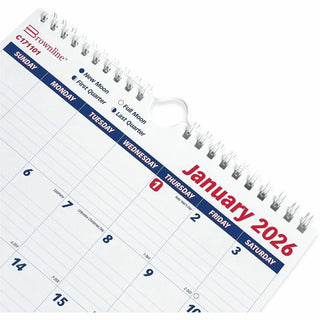 Twin-Wirebound Wall Calendar, One Month per Page, 8 x 11, White Sheets, 12-Month (Jan to Dec): 2024