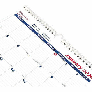 Twin-Wirebound Wall Calendar, One Month per Page, 12 x 17, White Sheets, 12-Month (Jan to Dec): 2024