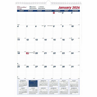 Twin-Wirebound Wall Calendar, One Month per Page, 12 x 17, White Sheets, 12-Month (Jan to Dec): 2024