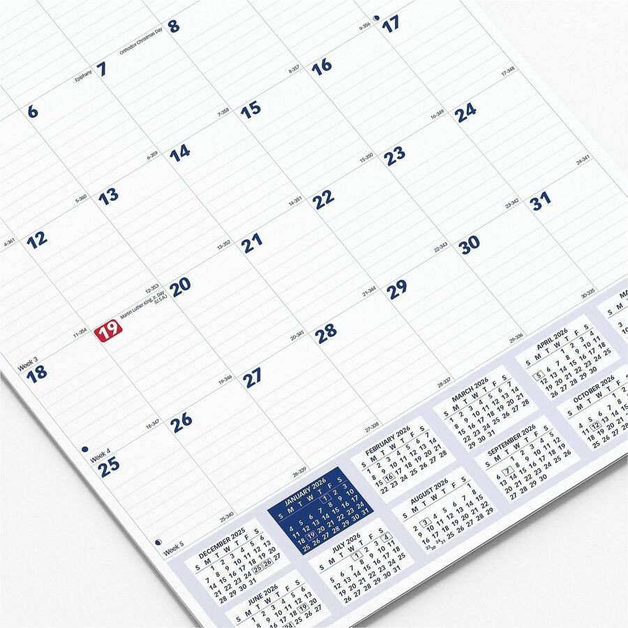 Twin-Wirebound Wall Calendar, One Month per Page, 12 x 17, White Sheets, 12-Month (Jan to Dec): 2024