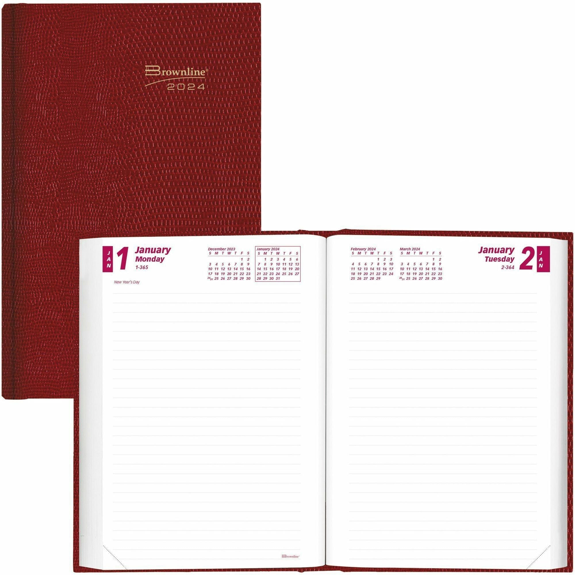brownline-untimed-daily-planner-daily-january-2024-december-2024-7-1-2-sheet-size-desktop-red-1-each_redcb387red - 1