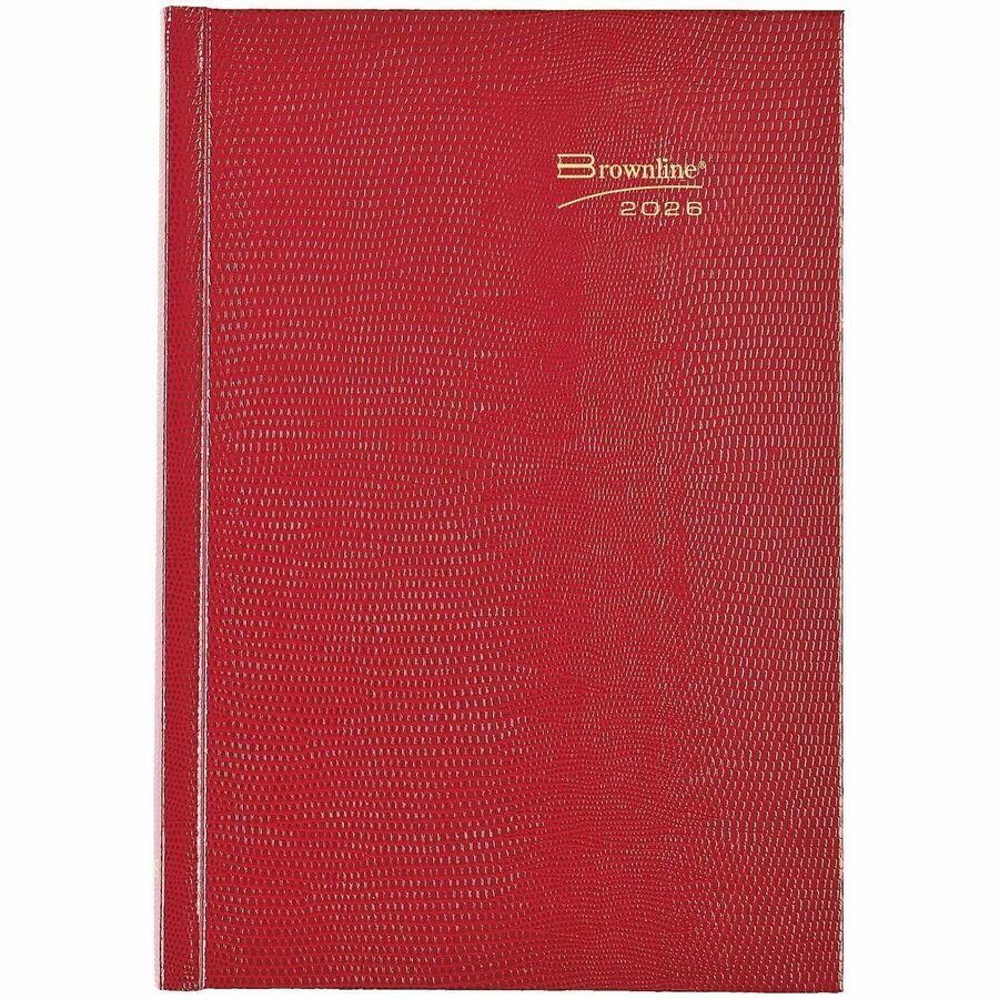 Brownline Daily Planner - Daily - 1 Year - January 2024 - December 2024 - 1 Day Single Page Layout - 5 3/4" x 8 1/4" Sheet Size - Desktop - Red CoverNotepad - 1 Each