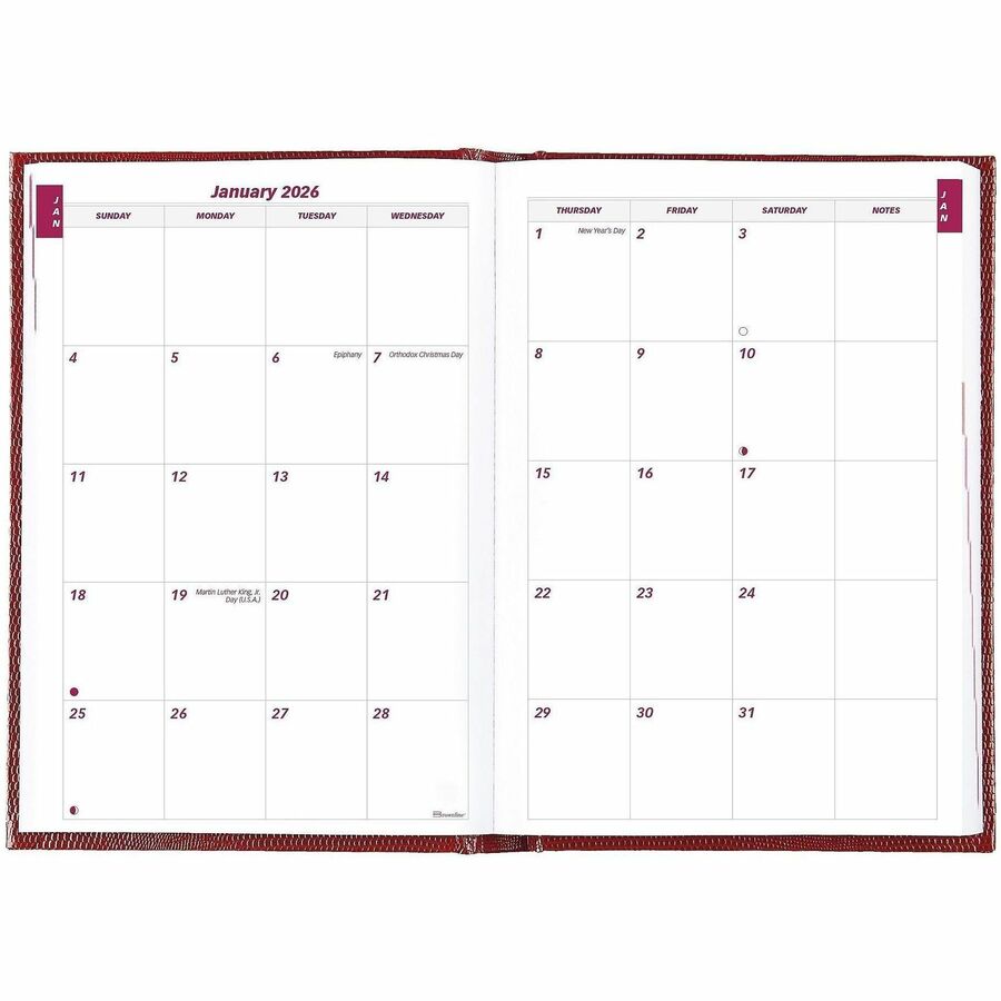 Brownline Daily Planner - Daily - 1 Year - January 2024 - December 2024 - 1 Day Single Page Layout - 5 3/4" x 8 1/4" Sheet Size - Desktop - Red CoverNotepad - 1 Each