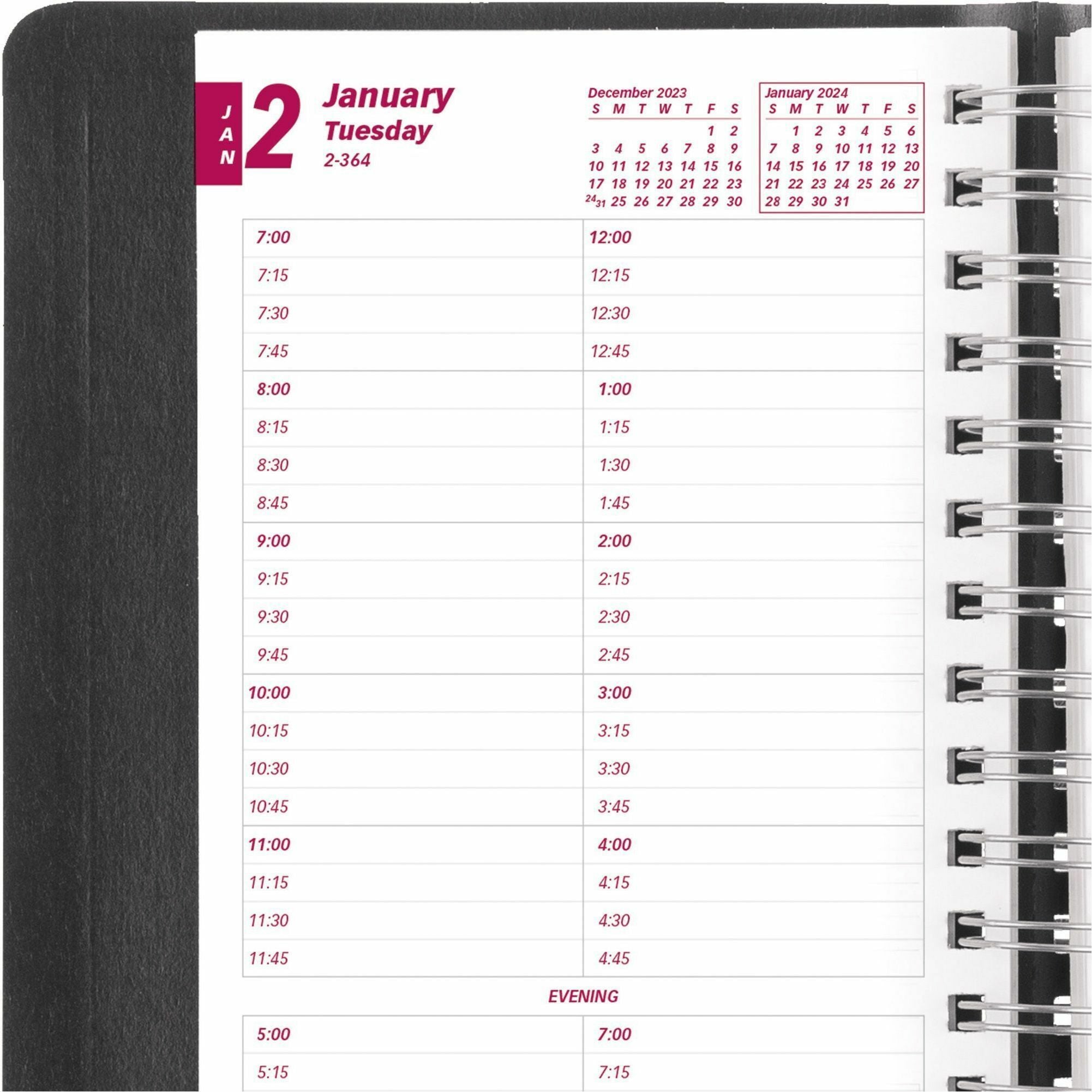 brownline-daily-planner-julian-dates-daily-1-year-january-2024-december-2024-700-am-to-845-pm-quarter-hourly-1-day-single-page-layout-5-x-8-sheet-size-twin-wire-desktop-black-coverphone-directory-address-directory-1-eac_redcb800blk - 4